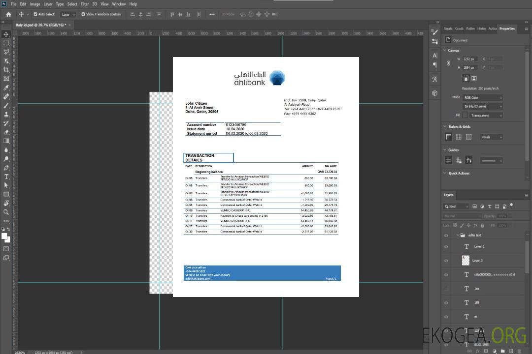 Modèle de relevé bancaire de justificatif de domicile Qatar Ahlibank au format Word et PDF, au format .doc et .pdf template Modèle de relevé bancaire de justificatif de domicile Qatar Ahlibank au format Word et PDF, au format .doc et .pdf template